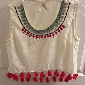 RAGA Sleeveless Tank Cotton Top With Sequins and Embroidery M/L